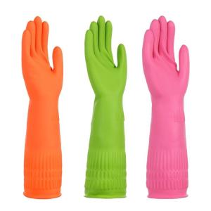 Quality WaterProof Latex Free Dishwashing Gloves 38CM Flock Lined Household Gloves wholesale