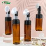 40ml Clear White Foam Pump Bottle Round Shape With Silicone Cleansing Brush