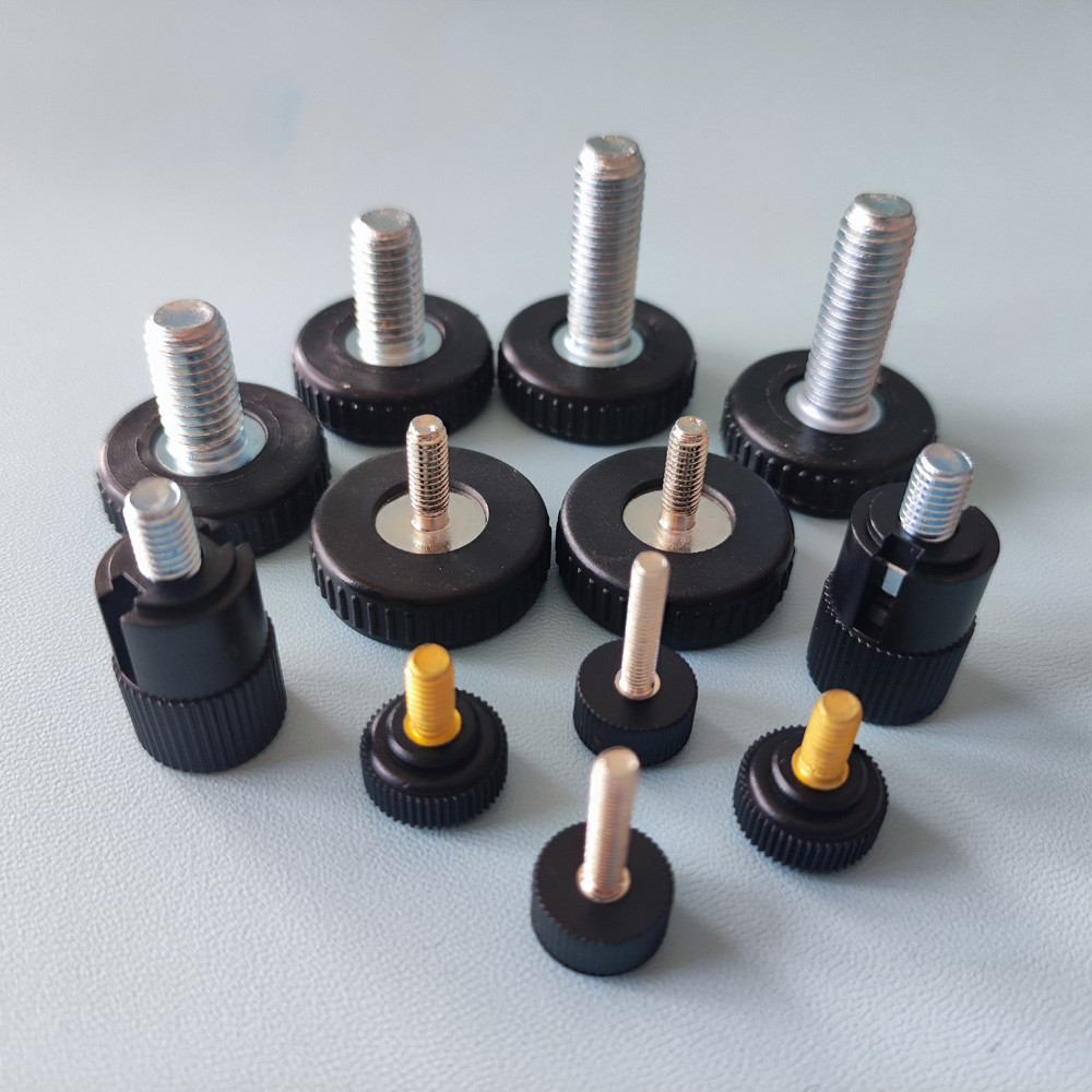 Knurled Flat Head Thumb Screw Mill steel PA66 Hand Tighten / Hand Spin Screw