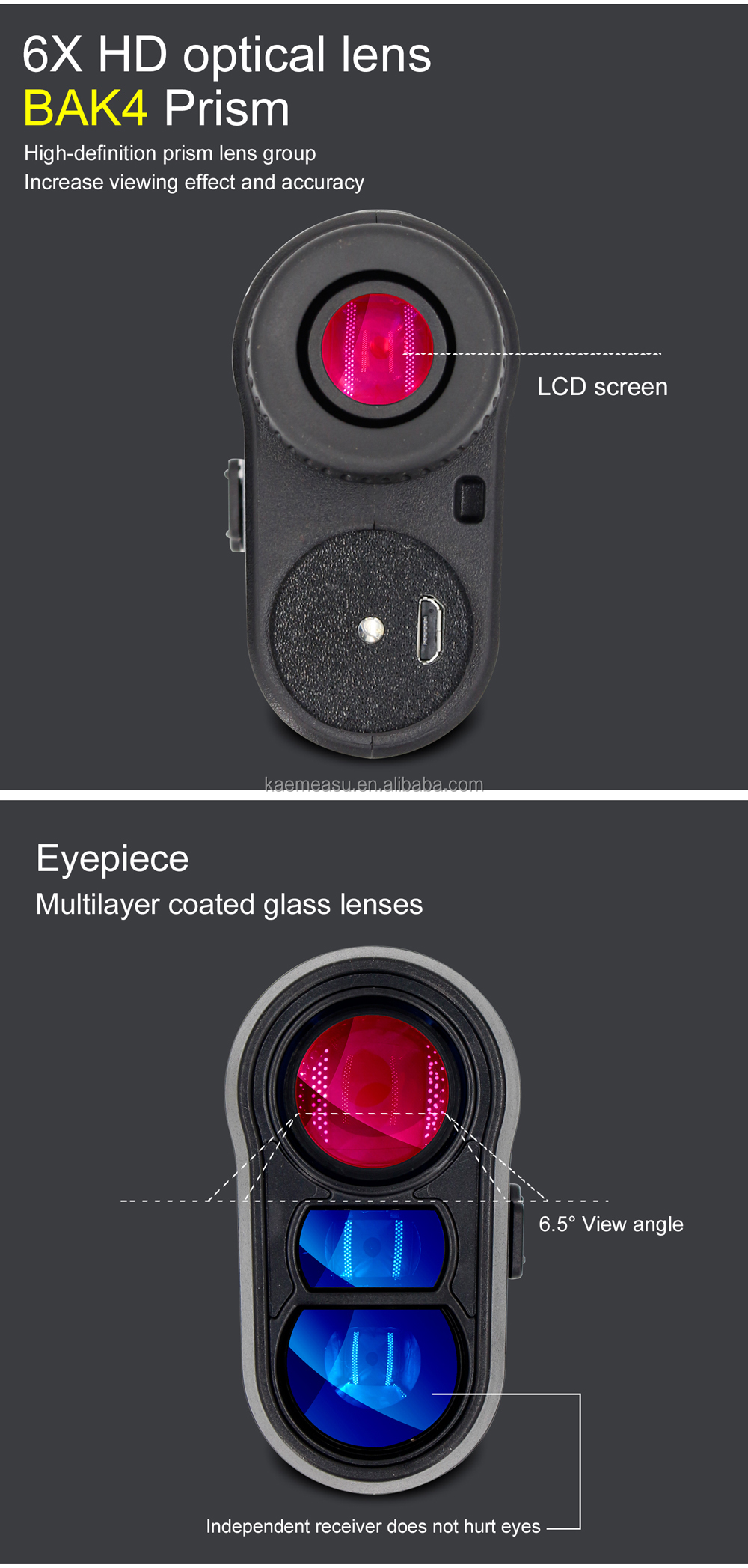 Telescope Laser Rangefinder Portable USB Charging Laser Distance Meter Monocular Golf Hunting Range Finder 600M/656Yd
