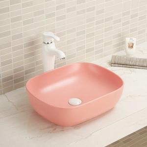 Quality Not Breeding Bacteria Above Counter Bathroom Wash Basin Pink Easy Clean Ceramic Sink wholesale