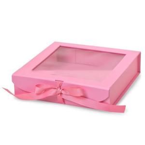 Quality Chocolate Truffle Kraft Gift Box With Window Magnetic with Silk Ribbon wholesale