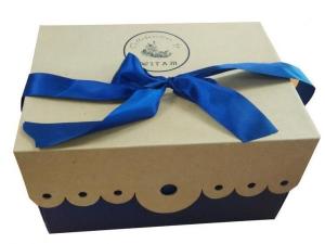 Quality Absorption Power Cute Cardboard Gift Box With Elegant Blue Ribbon wholesale