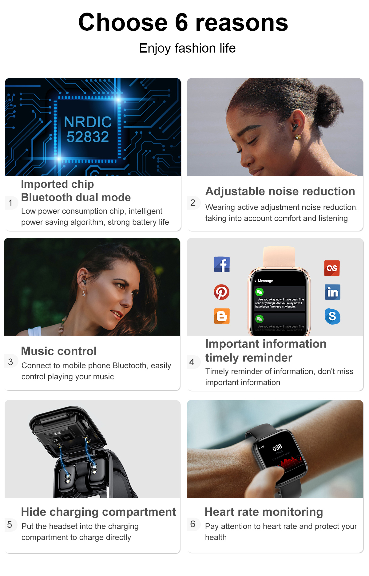 Earbuds 2 In 1 Waterproof Sports Smartwatch Bracelet Couples X5 Blood Pressure Fitness