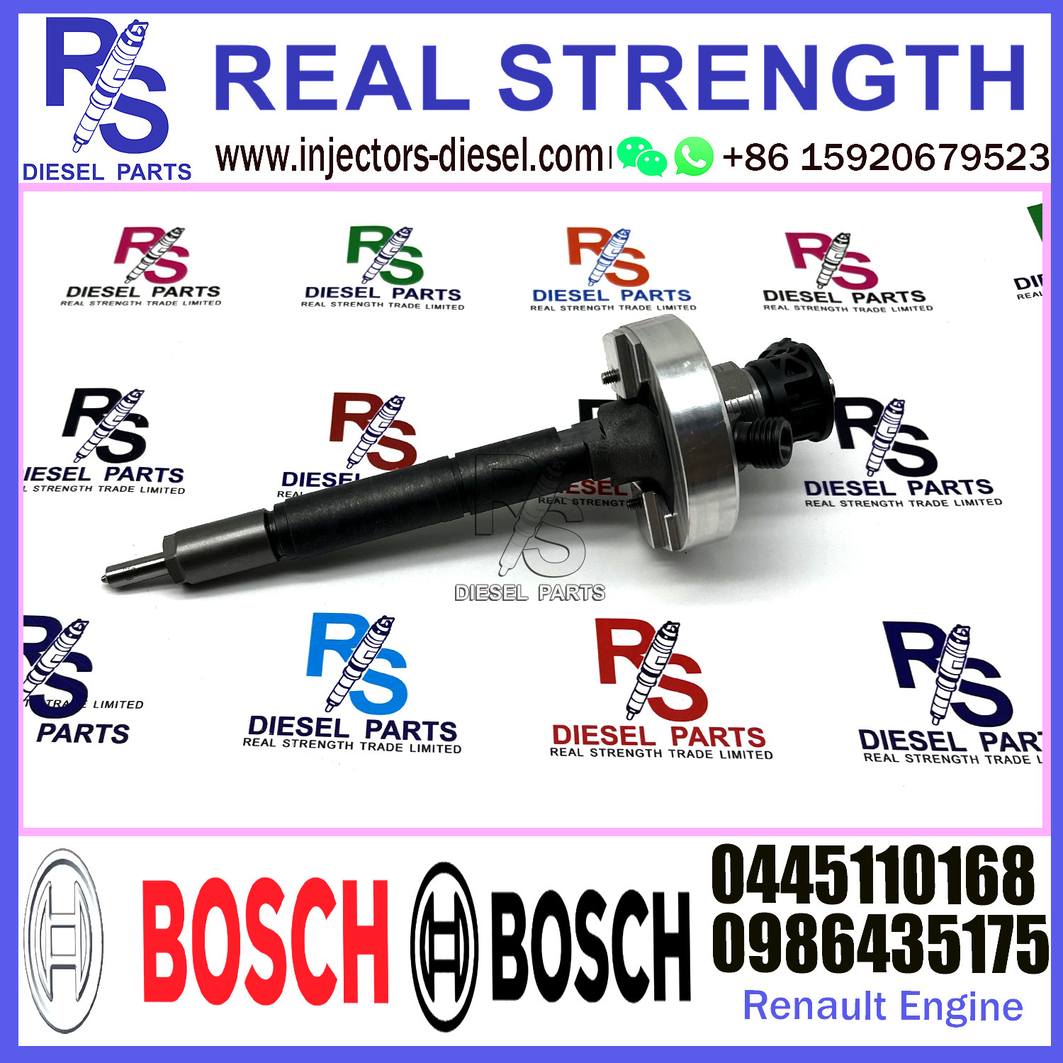 Diesel Fuel Common Rail Injector 0445110168 0986435175 0445110284 16600-DB000 0445110880 16600-DB002 For Renault Engine