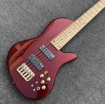 Metallic red Butterfly 5 strings Ash wood Bass Guitar,Factory custom Neck