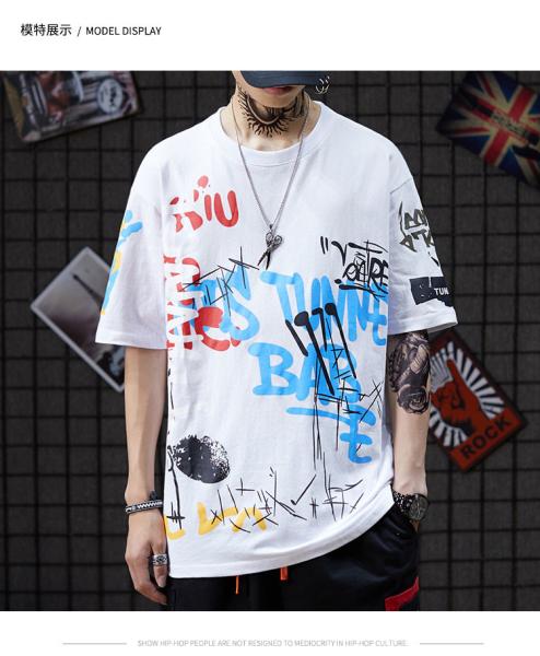Dark Graphic Tees Short Sleeve Students Cotton T Shirts custom samll quantity