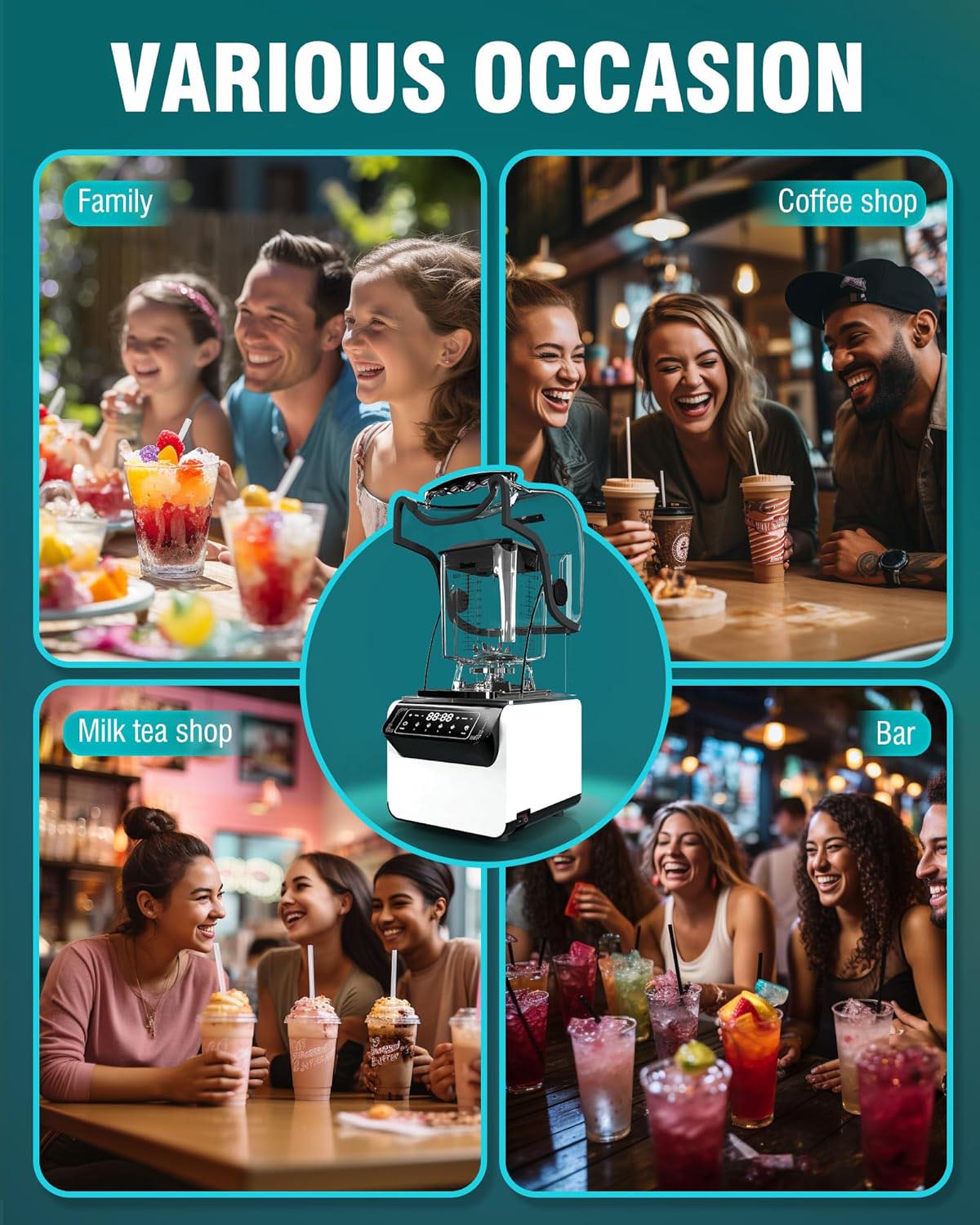 Coffee Shop Professional Equipment Powerful Smoothie Blender With Soundproof Cover