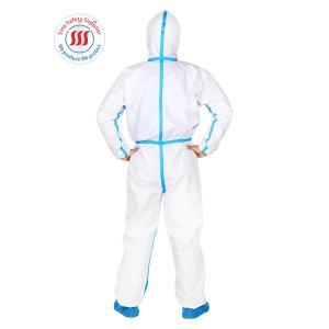 Quality PPE Non Woven Hazmat Suit White Chemical Uniform Disposable Jumpsuit Medical wholesale