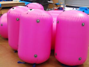 Quality 0.9mm PVC Tarpaulin customed inflatable paintball bunker wholesale