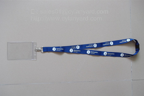 Small wholesale custom polyester neck ribbon with plastic badge pouch