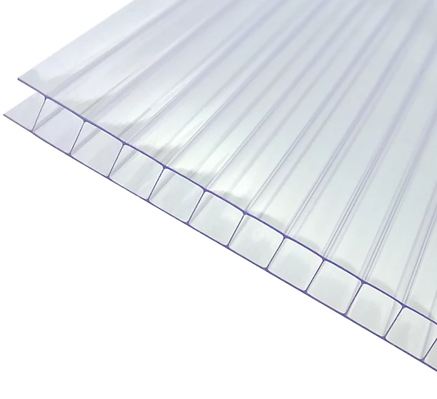5mm Clear Twin Wall Polycarbonate Hollow Sheet 100% Virgin With UV Coating