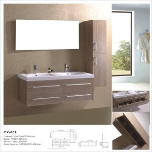 Quality PVC Wall Mounted Modern Bathroom Cabinets , Double Sink Bathroom Vanity wholesale