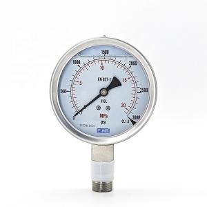 Quality 100MM Stainless Steel Liquid Filled Pressure Gauge Bourdon Type 400 Psi CL1.0 Accuracy wholesale