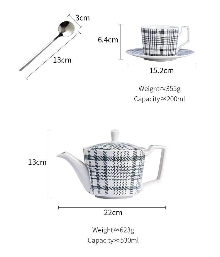 Modern 6.7 Oz Porcelain Cups Saucers With Sustainable Fabric Texture Pot And Saucer
