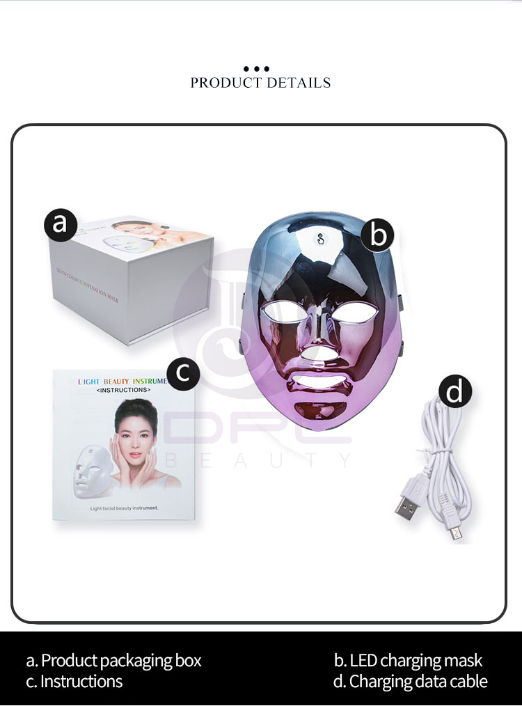 Anti-Aging PDT Face Lifting Skin Care Rejuvenation Beauty Machine 7 Colors Photon Led Light Therapy Facial Mask