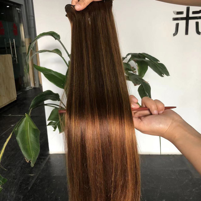Wholesale Bone Straight Super Double Drawn Silky Vietnamese Piano Hair Highlight Straight Bundles With Closure