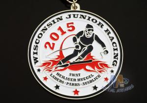 Quality Red / White / Blue Ribbon Custom Sports Medals For Skating , Skiing Events wholesale
