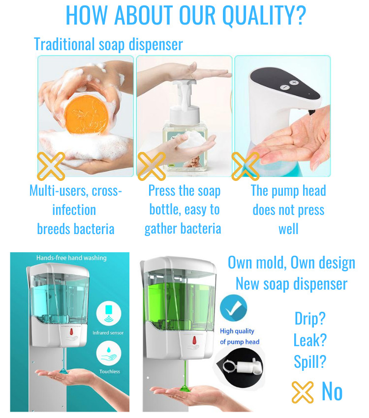 Hospital Electric Smart Sensor Free Standing Alcohol Gel Dispenser foaming hand wash dispenser