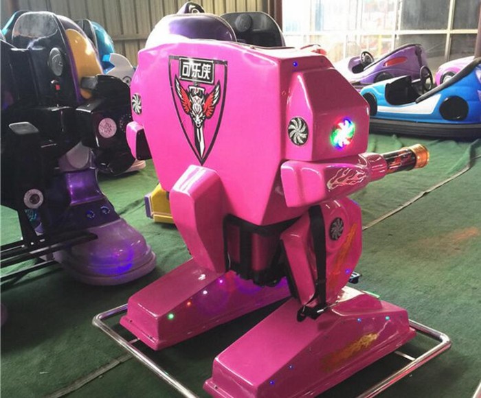 Battery Walking Robot Rides , Coin Operated Kiddie Ride With Music Play Function