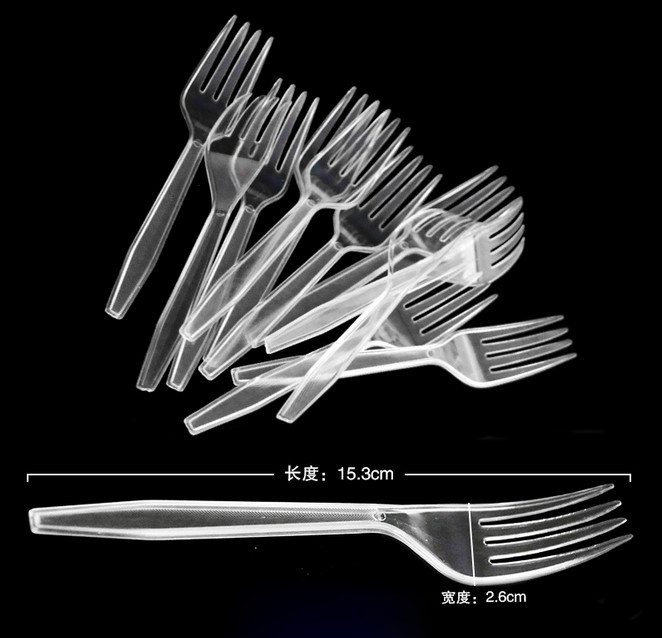 6.6'' disposable plastic PP knives forks and spoons set in clear lucite color
