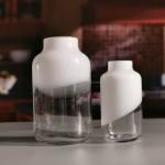 Hand Made Solid White Top Half Ceramic Glass Jar Vase