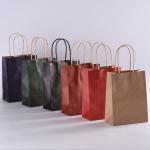 Customized Size Coloured Kraft Paper Bags , Brown Paper Gift Bags Eco - Friendly