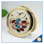 Shinny Gifts Rhinestone Small Metal Mirror For Craft Crystal Round Shape Pocket
