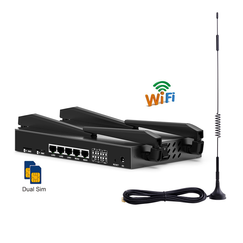 Dual SIM 4G Cellular Router with 4x4 MIMO Detachable Antennas Band Lock VPN