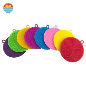 Quality Amazon's hot sale soft Antibacterial silicone wash sponge dish scrubber Cleaning Brush for kitchen wholesale