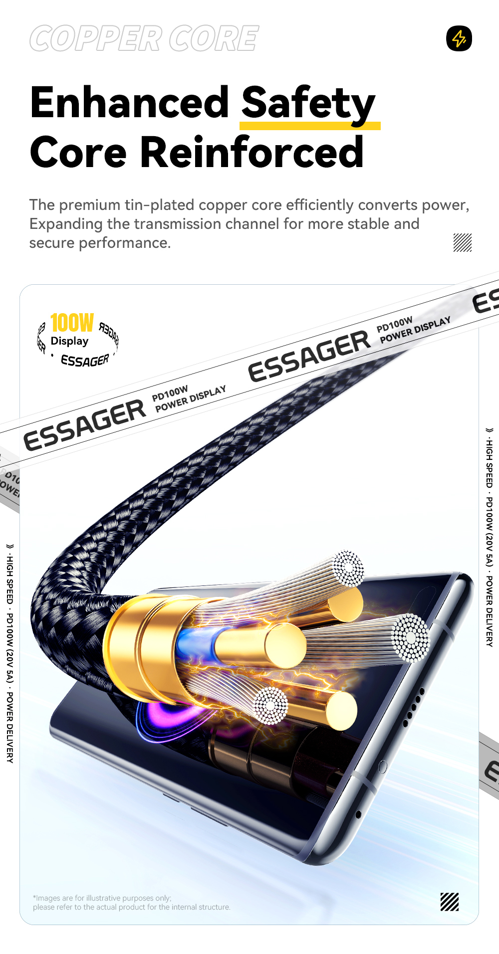 Zinc Alloy USB C Fast Charging Cable 60W 100W ESSAGER ES-X57 Series