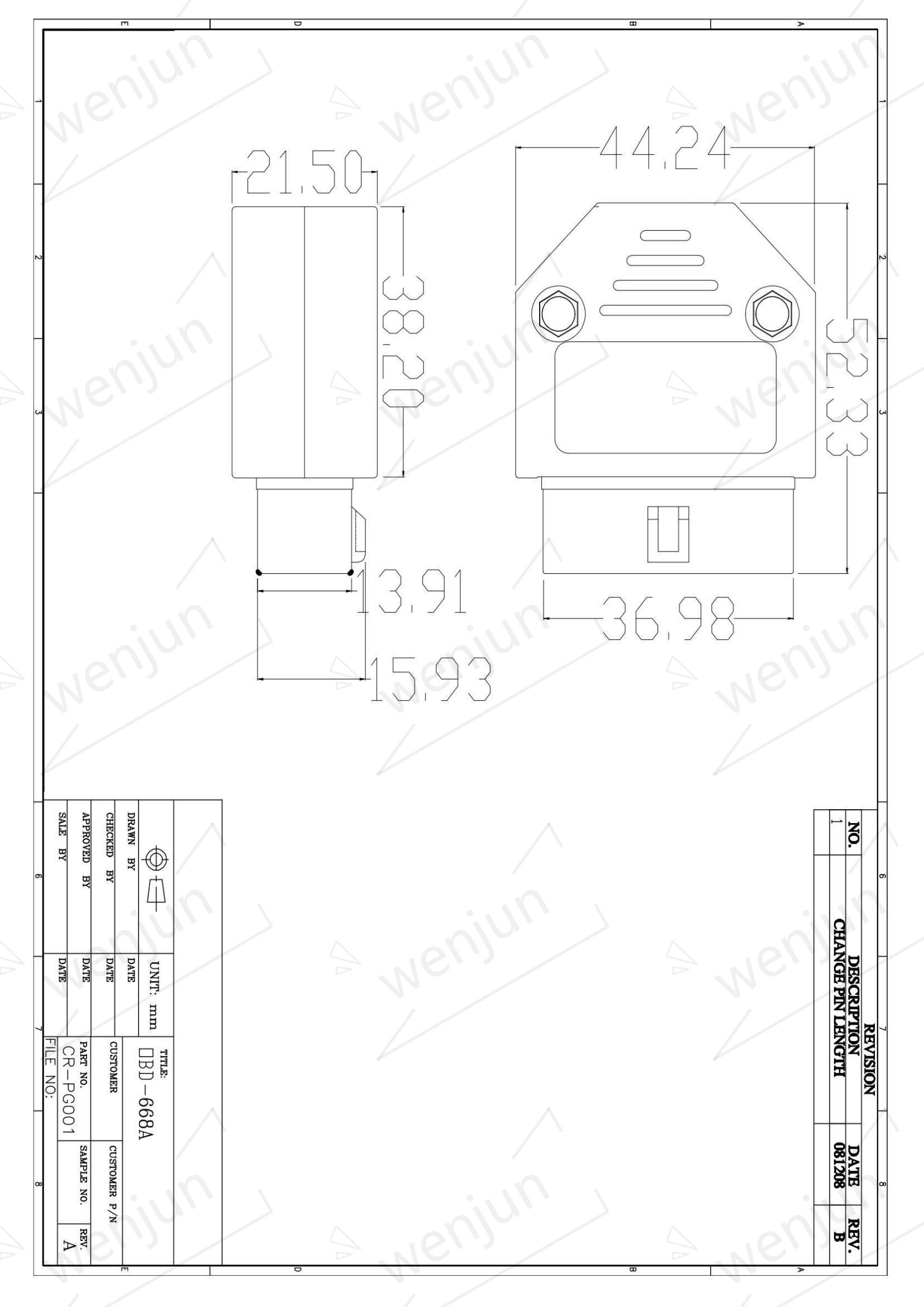 ABS PVC OBD2 Female Connector Replacement Multipurpose With Lock