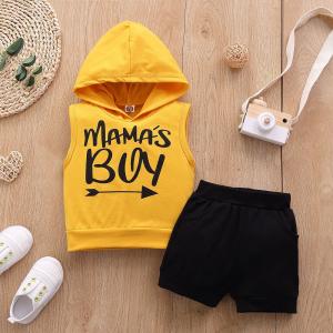 Quality Summer Black Two Piece Suit 47in Yellow Sleeveless Jacket For Boys wholesale