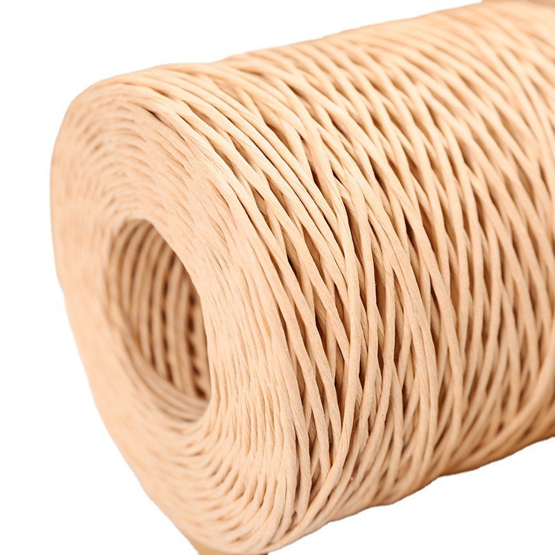 Beige Color Twisted Raffia Cord 150m Length Craft Brown Paper Rope