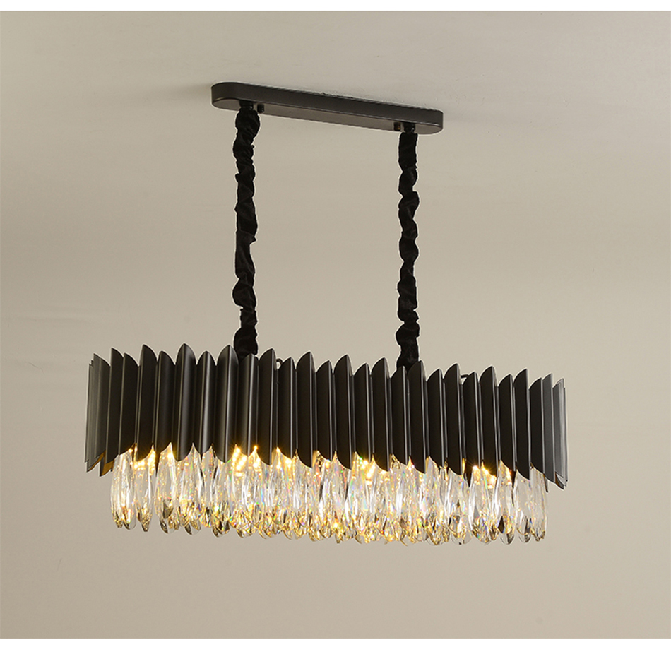 Black Led Chandelier Dining Room Oval Design Creative Kitchen Lamp interior decoration for home(WH-CY-186)