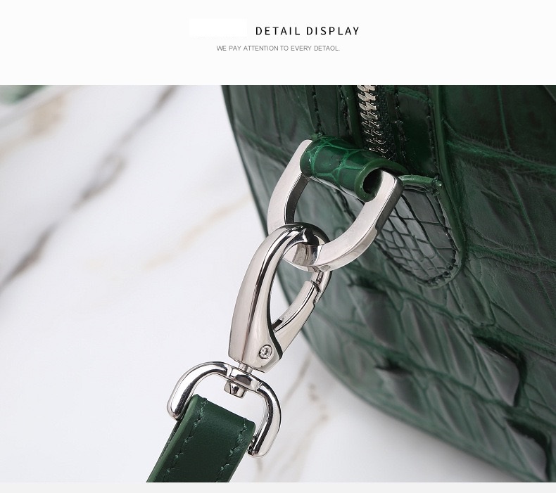 Fashion Lady Purse Genuine Crocodile Leather Women's Small Boston Bag Exotic Real Alligator Skin Female Zipper Handbag