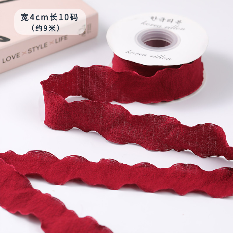 40mm Valentine'S Colored Jute Ribbon Linen Wrinkle Edge Jute Lattice Ribbon