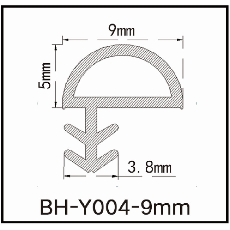 D Shape Pvc Seal Strip Door Weather Stipping Side Groove Type 9x5mm