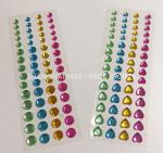 Customed Gold Red Heart Gem Stickers For Face Body Supply Diamond Acrylic