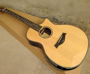 Quality Body cut acoustic guitar Real abalone solid top SP14s electric acoustic guitar wholesale