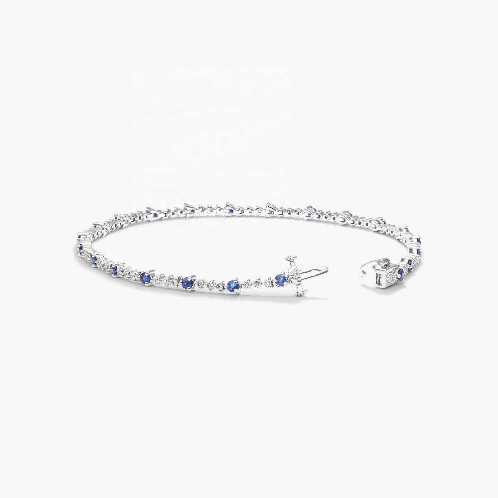 3MM White Zircon Ruby Tennis Bracelet Round Cut Sterling Silver Tennis Bracelet