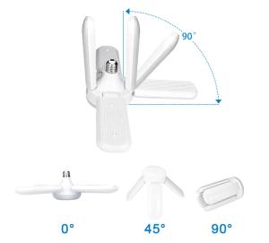 Quality Multiangle Foldable Fan Blade LED Bulb 45W Portable SMD 2835 wholesale
