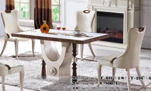 Quality 6 person rectangular natural marble table hotel dining room furniture wholesale