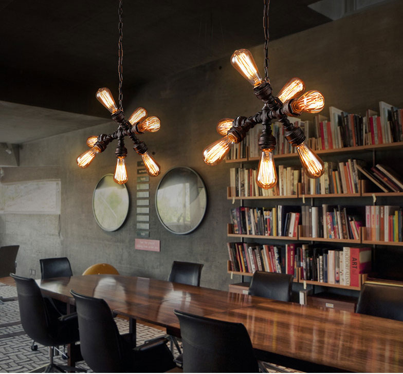 Loft Industrial Style Retro Water Pipe Chandelier Restaurant Aisle Coffee Shop Iron pendant lamp(WH-VP-222)