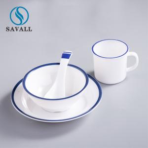 Quality Blue Rim Gloss Glaze Porcelain Contemporary Dinnerware Sets LFGB Approved wholesale