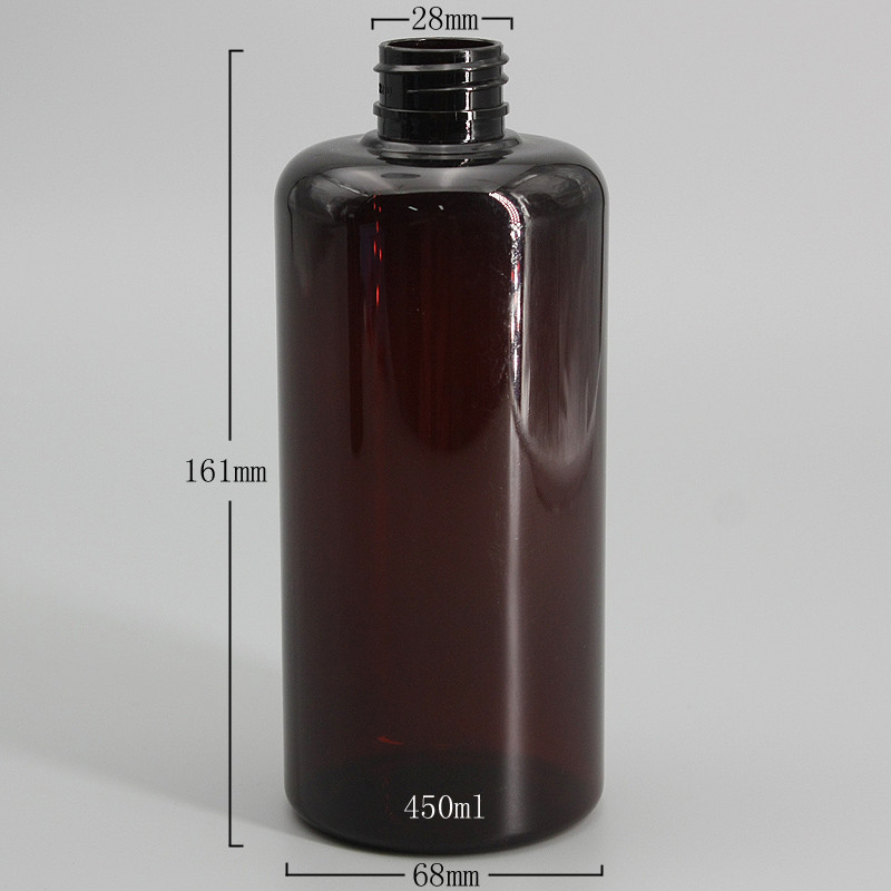 Amber Cylinder 450ml Plastic Shampoo Pump Bottles