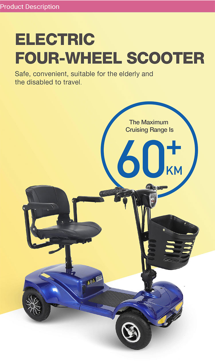 200W 500W Elderly Mobility Scooter 4 Wheel For Disabled