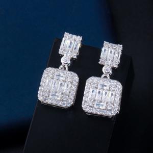 Quality Fashion Wedding Jewelry Earring Full Crystal Rhinestone square Shape Bridal Jewelry Earrings wholesale