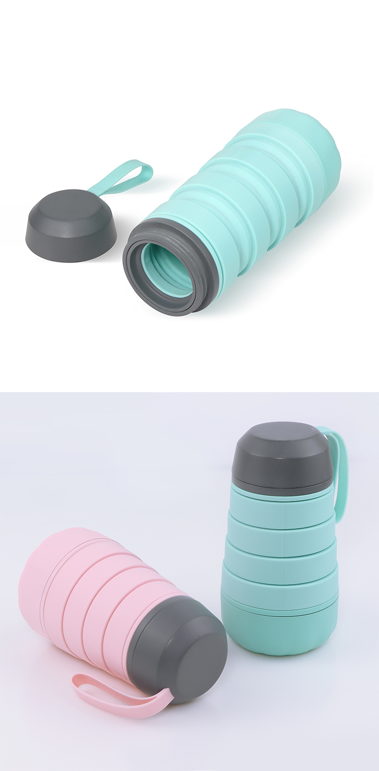 Portable Easy Clean Souvenir Gift Sport Collapsible Silicone Water Bottle With Spout