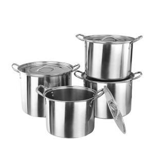 Quality Silver Stainless Steel Thick Stockpot Large Soup Pot Heavy Duty With Lid wholesale